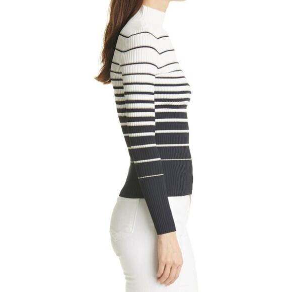 Ted Baker Wanada Stripe Mock Neck Sweater White / Black Size 10 - Picture 5 of 10